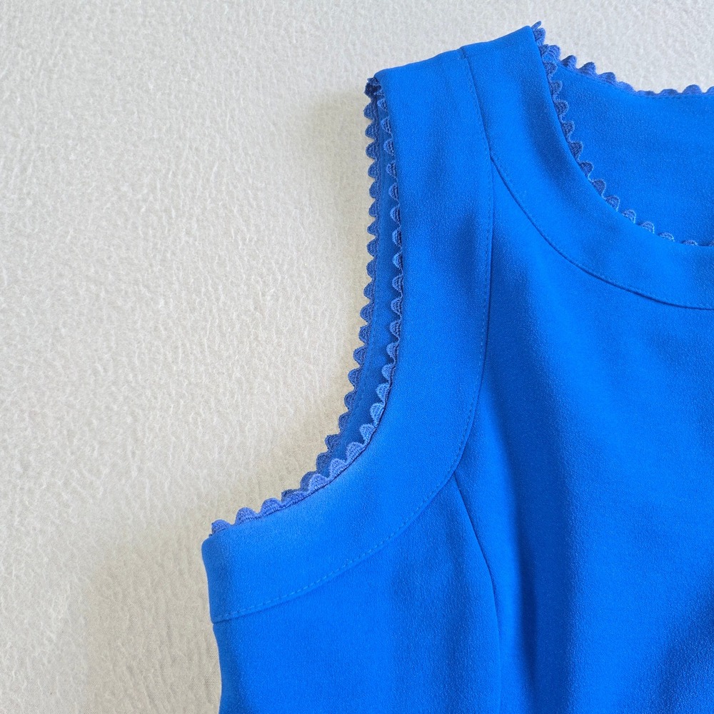 Calvin Klein Fit & Flare Dress Womens 8 Royal Blue Scalloped Trim CD9C19D6 - Picture 3 of 8